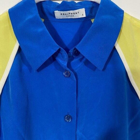 Equipment Color Block Button Up Sleeveless Blouse - Picture 4 of 5